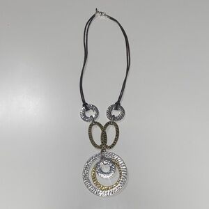 Vintage Silver ton and Gold tone Hoop Pendant Necklace